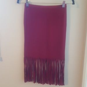 Maroon skirt with fringe